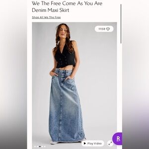 Free People Come as you are maxi skirt Denim sz 12